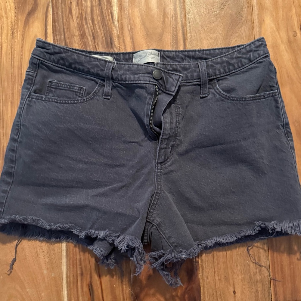 Universal Thread Black Jean Shorts Distressed Mid-Rise